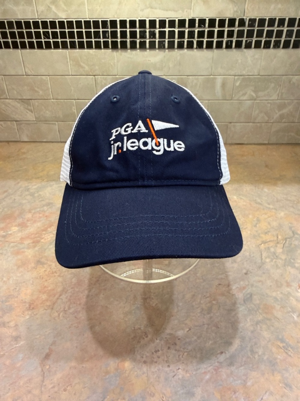 PGA Jr League Youth Trucker Hat Navy White Mesh Golf Cap